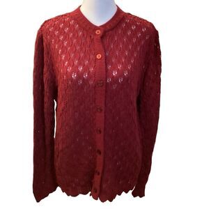HABAND Womens Vintage Button Up CARDIGAN‎ SWEATER - Size MEDIUM burgundy color